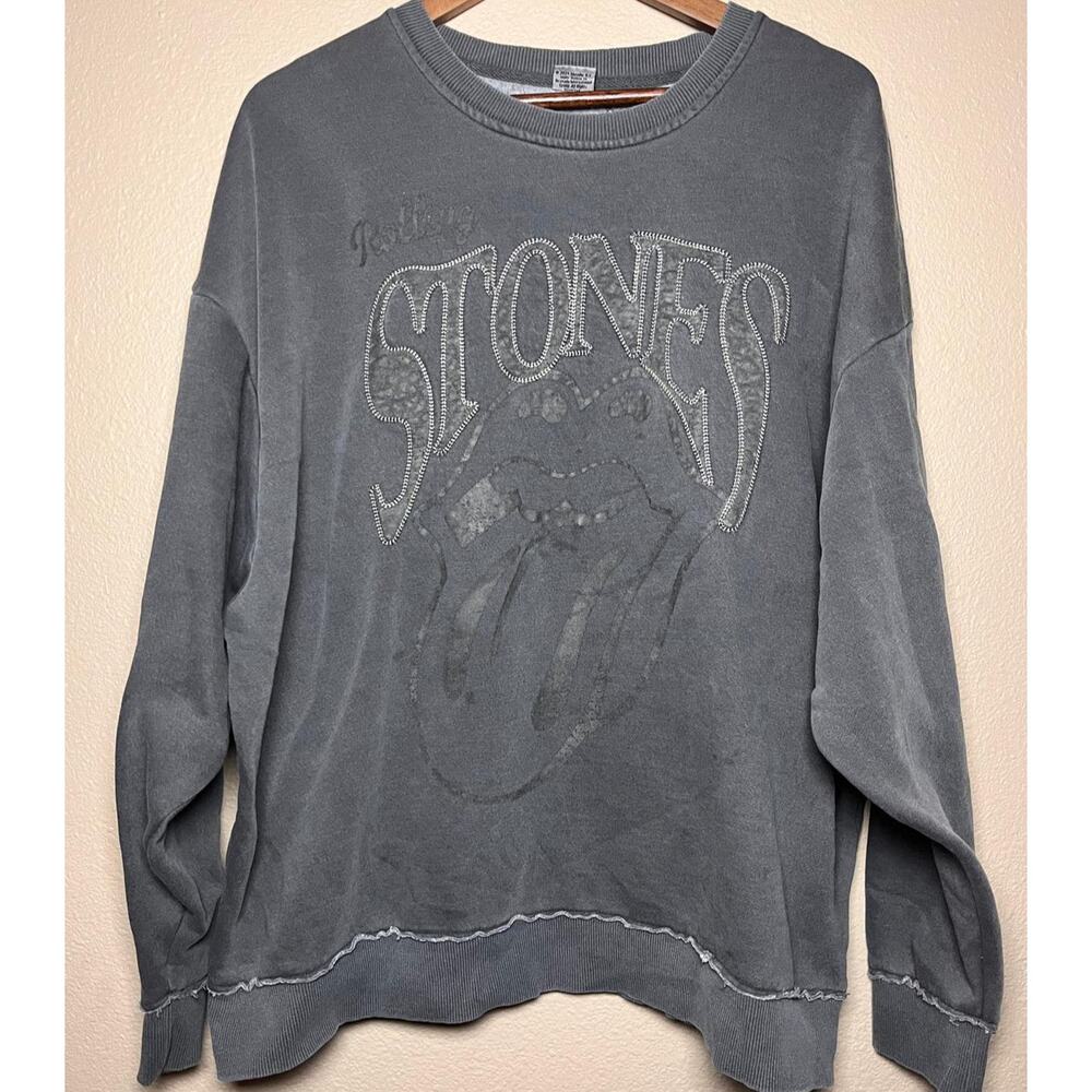 🎸 Rolling Stones Washed Graphic Sweatshirt – Charcoal Size L